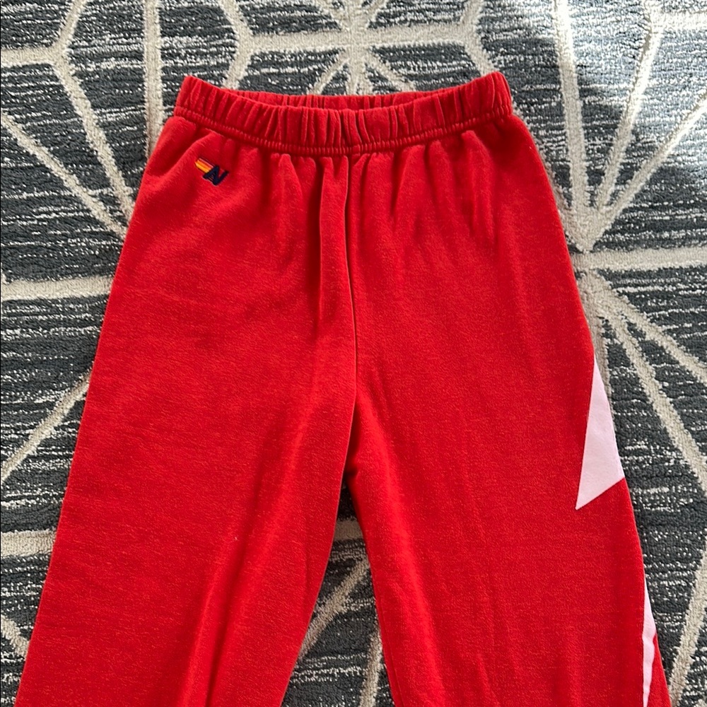 Aviator Nation Kids Red Sweatpants with Lightening Bolt - size 14